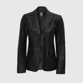 Purchase Best Sale Jacket Womens Two Button Black Blazer Leather Jacket