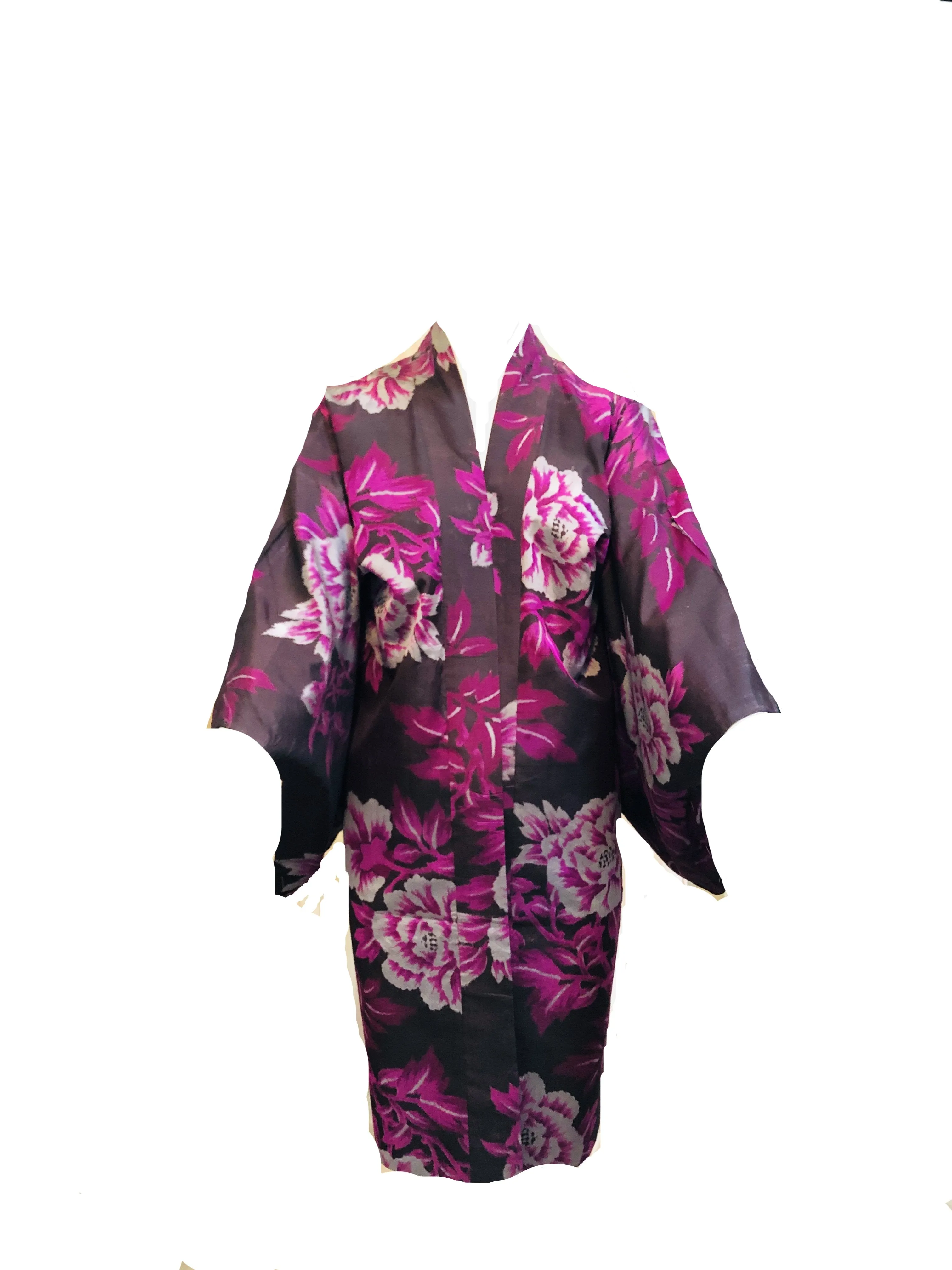 Purple Japanese Haori Floral Short Kimono