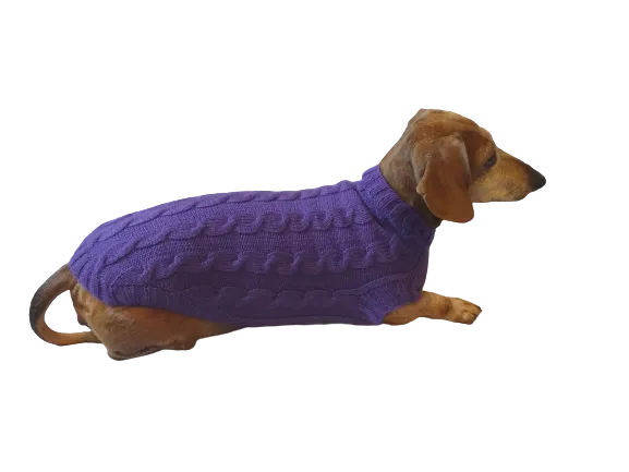 Purple knitted sweater for dogs, clothes for dachshunds, sweater for dogs, clothes for dogs, sweater for small dogs, dachshund sweater