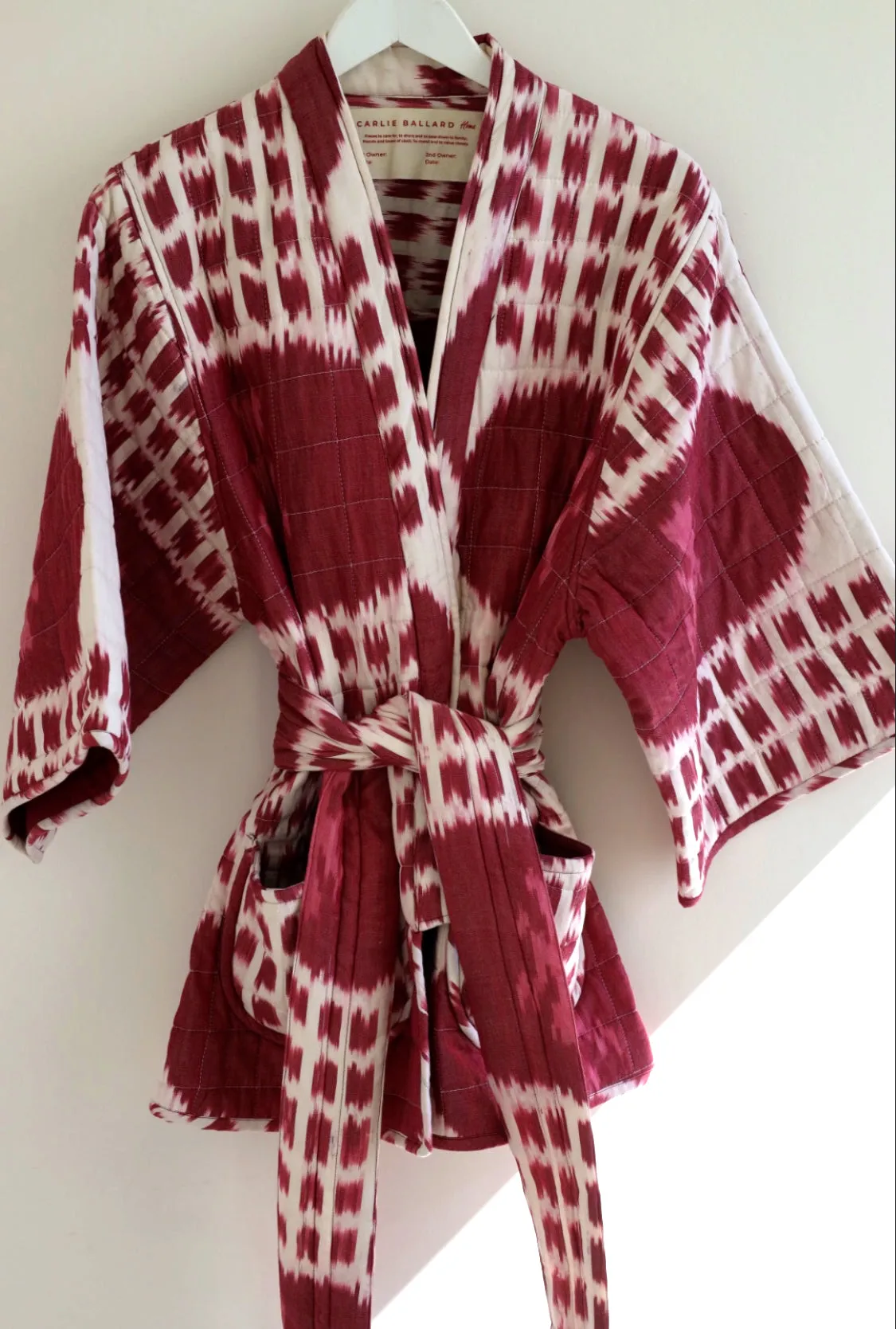 Quilted Kimono Jacket - Cochineal Ikat