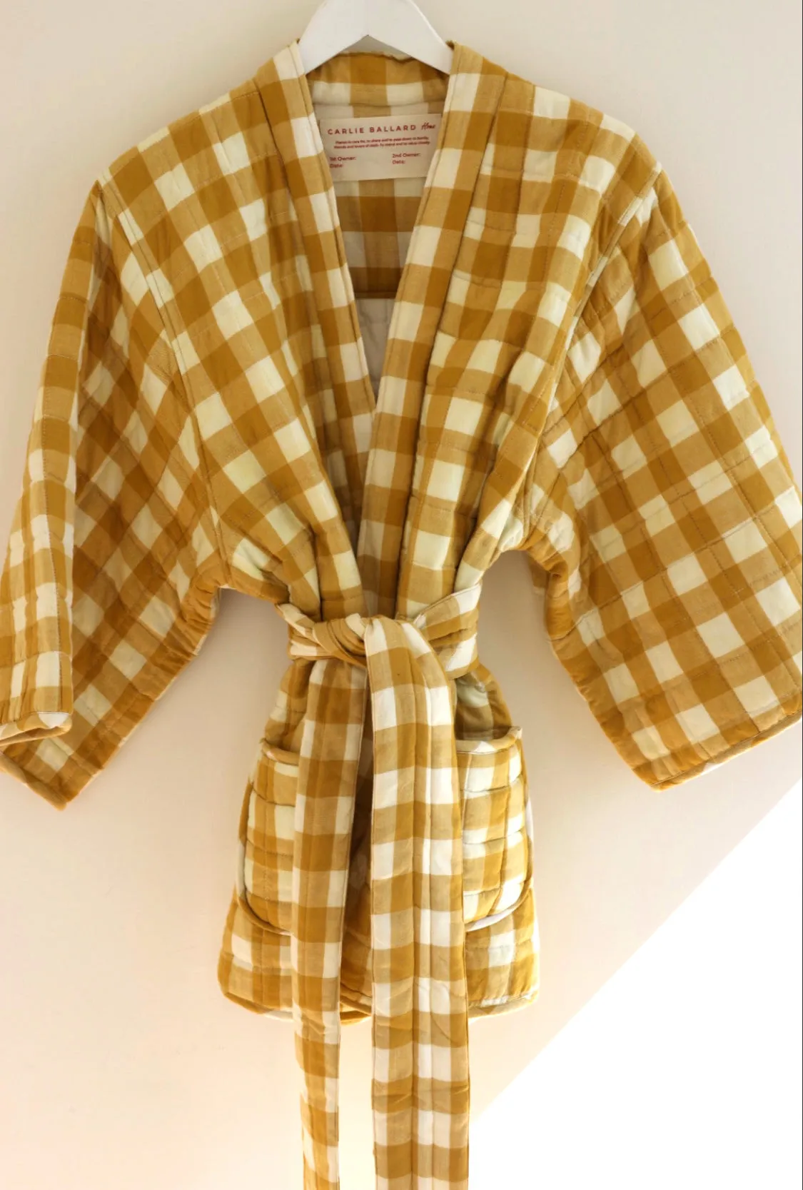 Quilted Kimono Jacket - Yellow Gingham