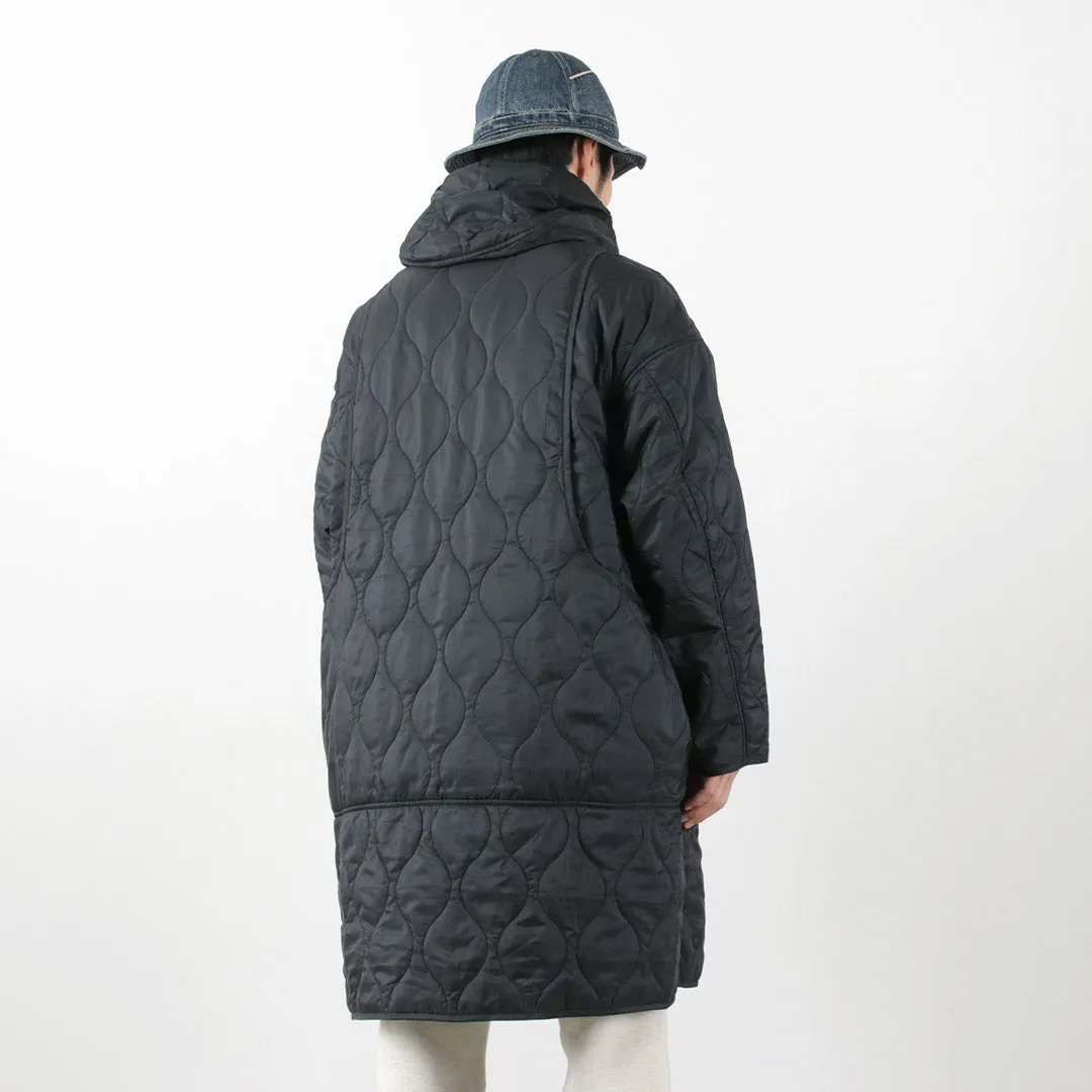 REMI RELIEF / Nylon Rip Gourd Quilted Coat Hoodie