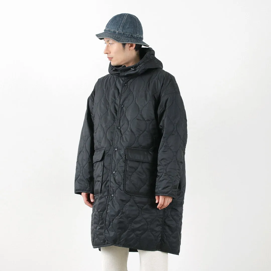 REMI RELIEF / Nylon Rip Gourd Quilted Coat Hoodie