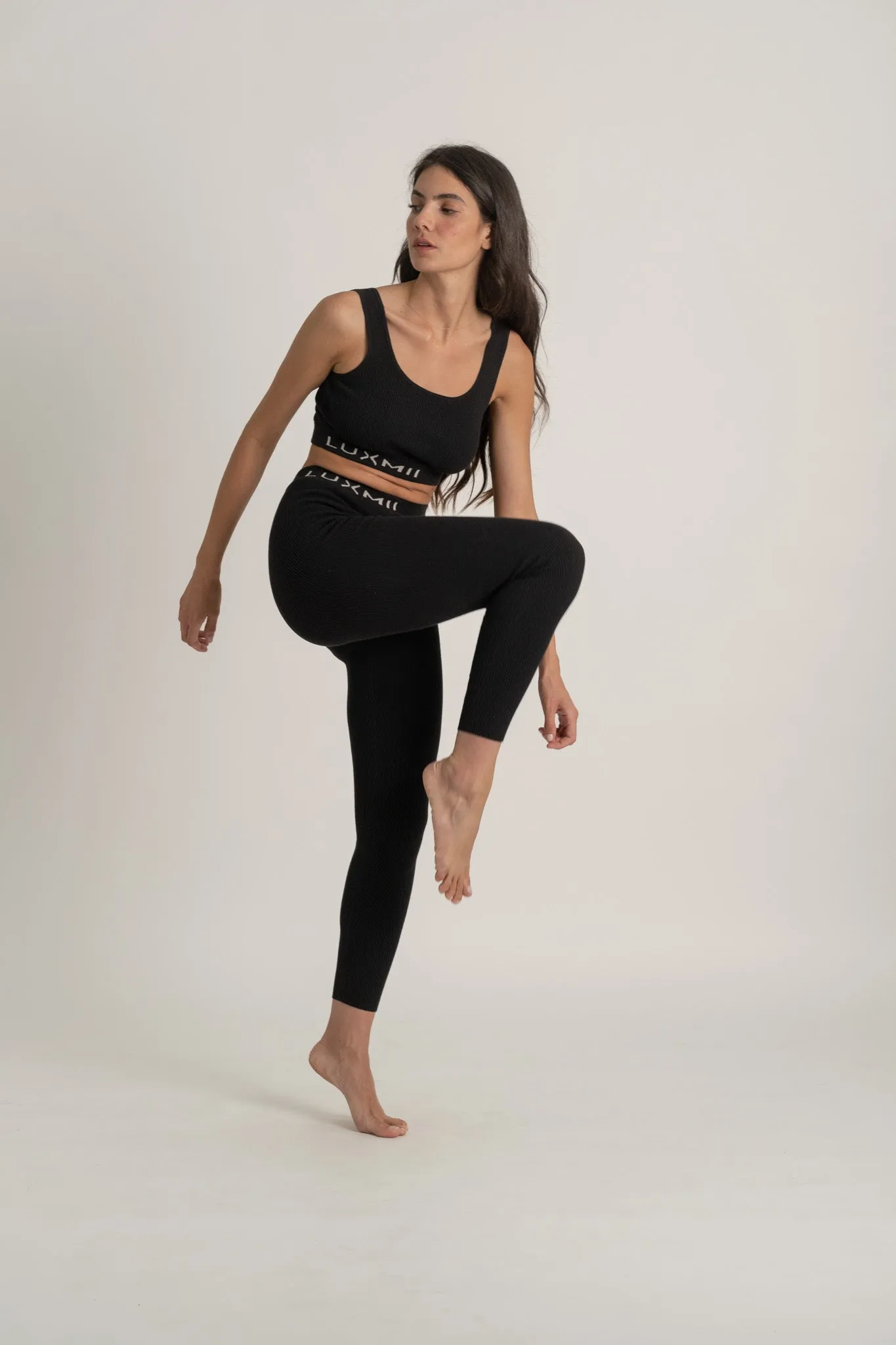 Ribbed Linen Mouvement Legging in Black