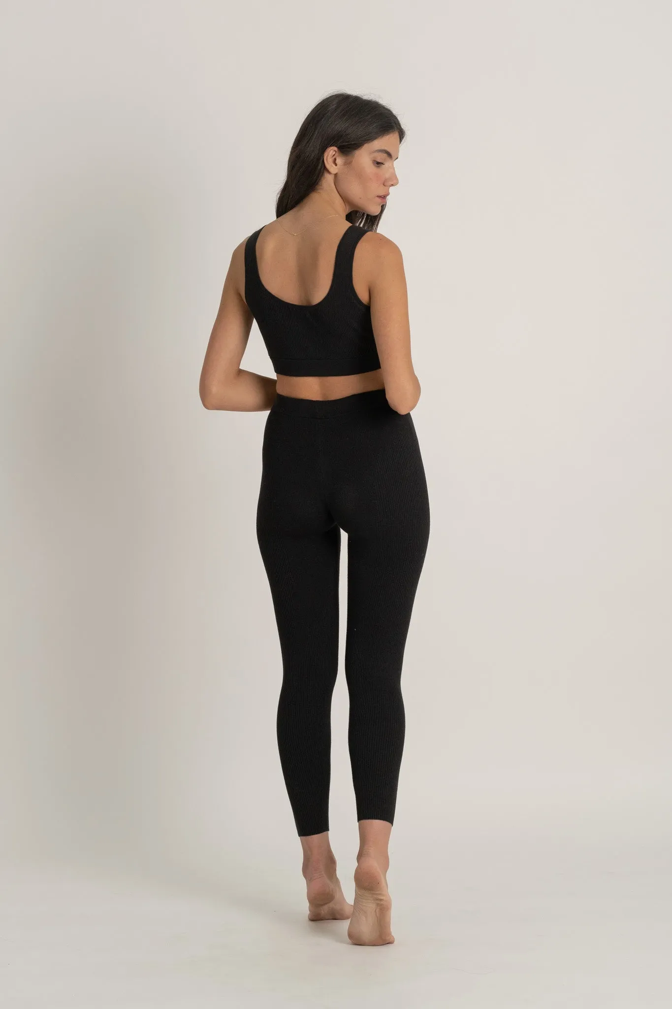 Ribbed Linen Mouvement Legging in Black