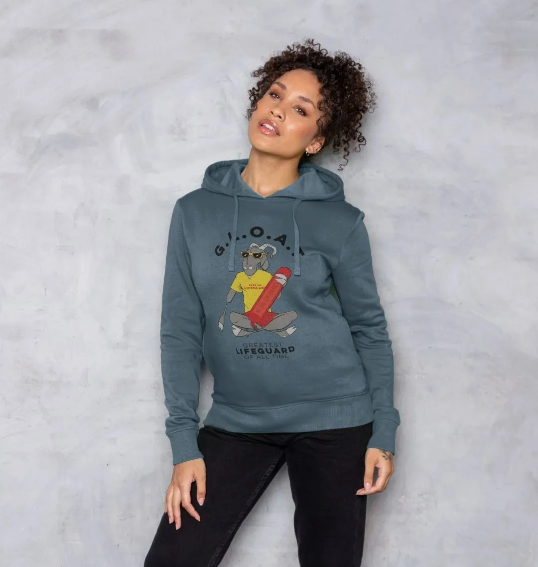 RLSS UK | G.L.O.A.T Women's Hoodie | 100% Organic Cotton Hooded Sweatshirt for Ladies