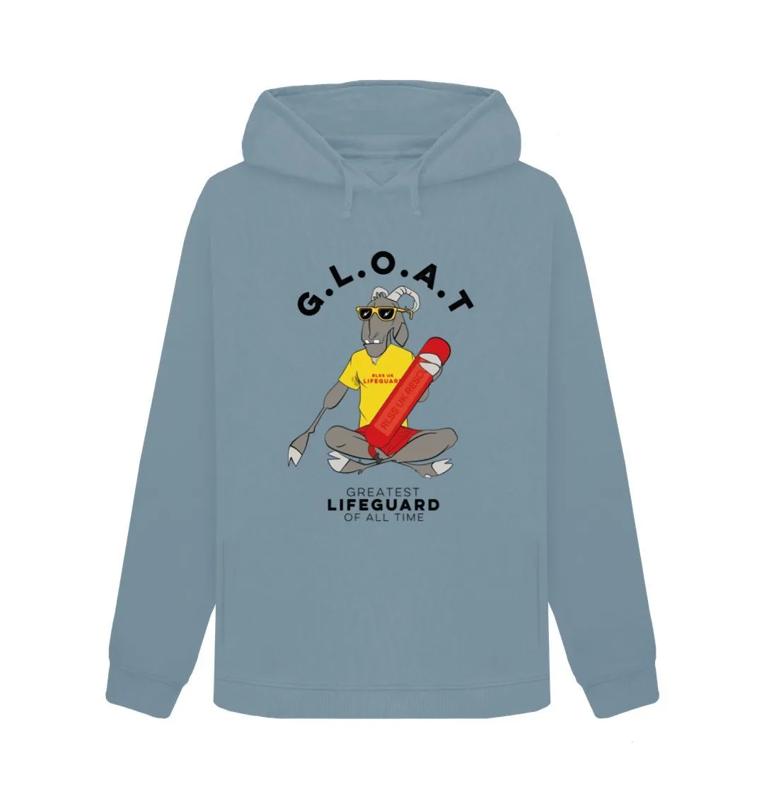 RLSS UK | G.L.O.A.T Women's Hoodie | 100% Organic Cotton Hooded Sweatshirt for Ladies