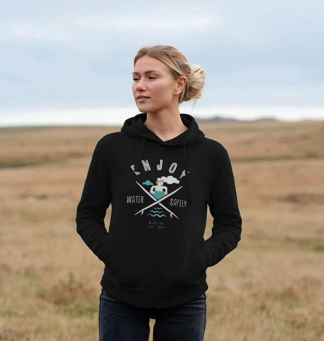 RLSS UK | Surf Design Women's Hoodie | 100% Organic Cotton Hooded Sweatshirt for Ladies