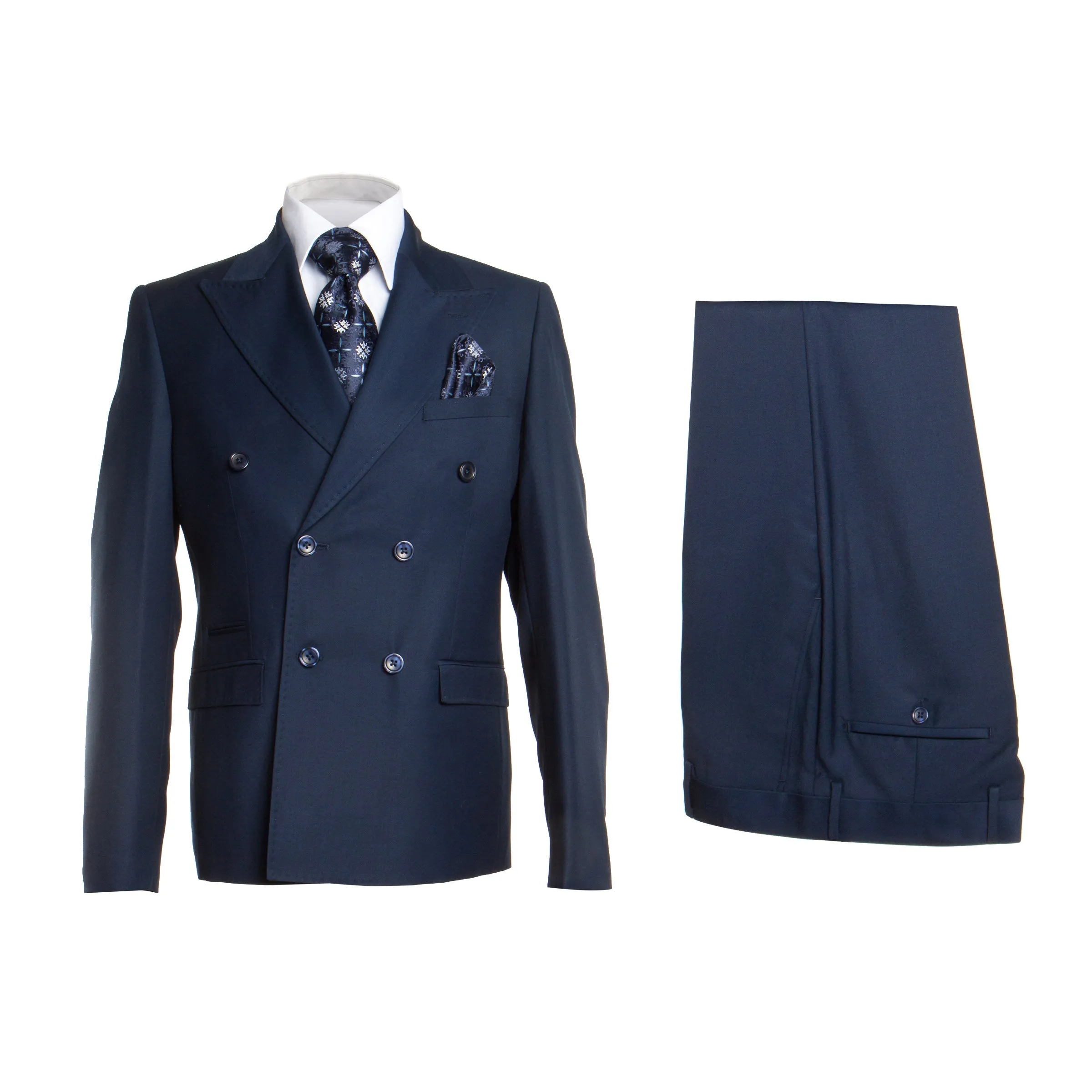 Rossi Man Blue Men's Suit Double Breasted Slim Fit