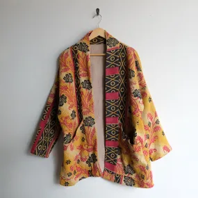 S Yellow with Red and Black Flowers Anoushka Jacket LL161