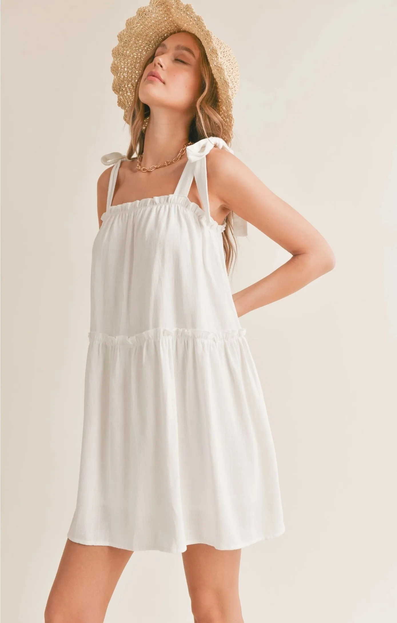 Sadie & Sage Sugarloaf Tiered Dress w/ Tie Straps