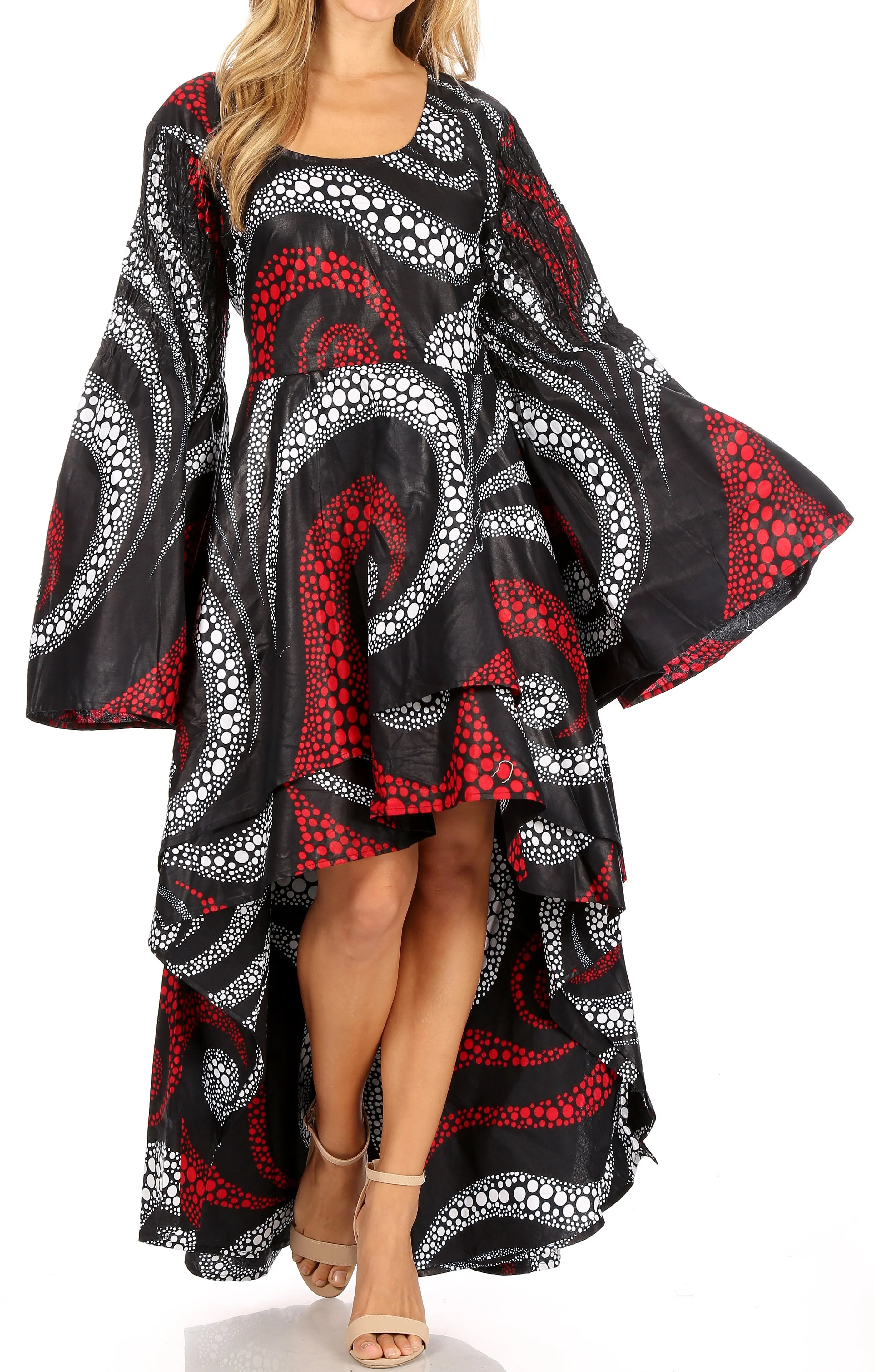 Sakkas Olivia Women's Elegant Cocktail Long Sleeves Party Dress African Print