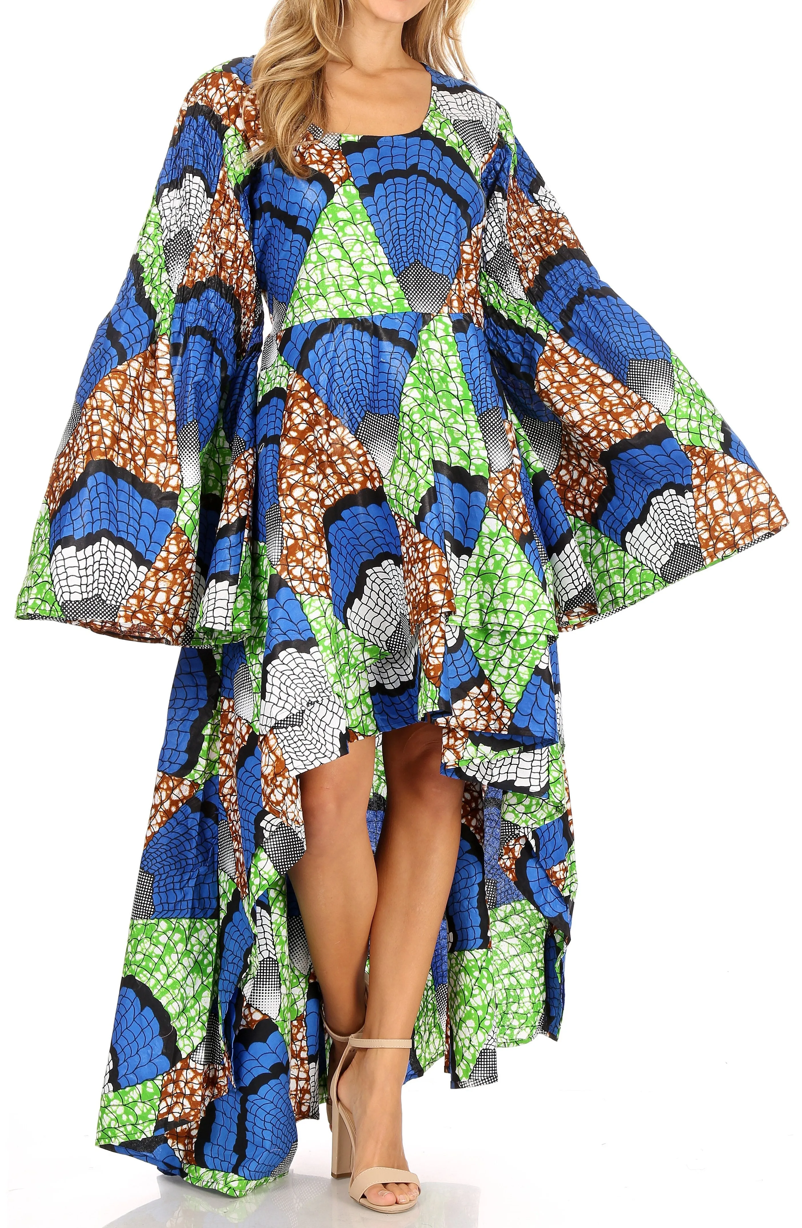 Sakkas Olivia Women's Elegant Cocktail Long Sleeves Party Dress African Print