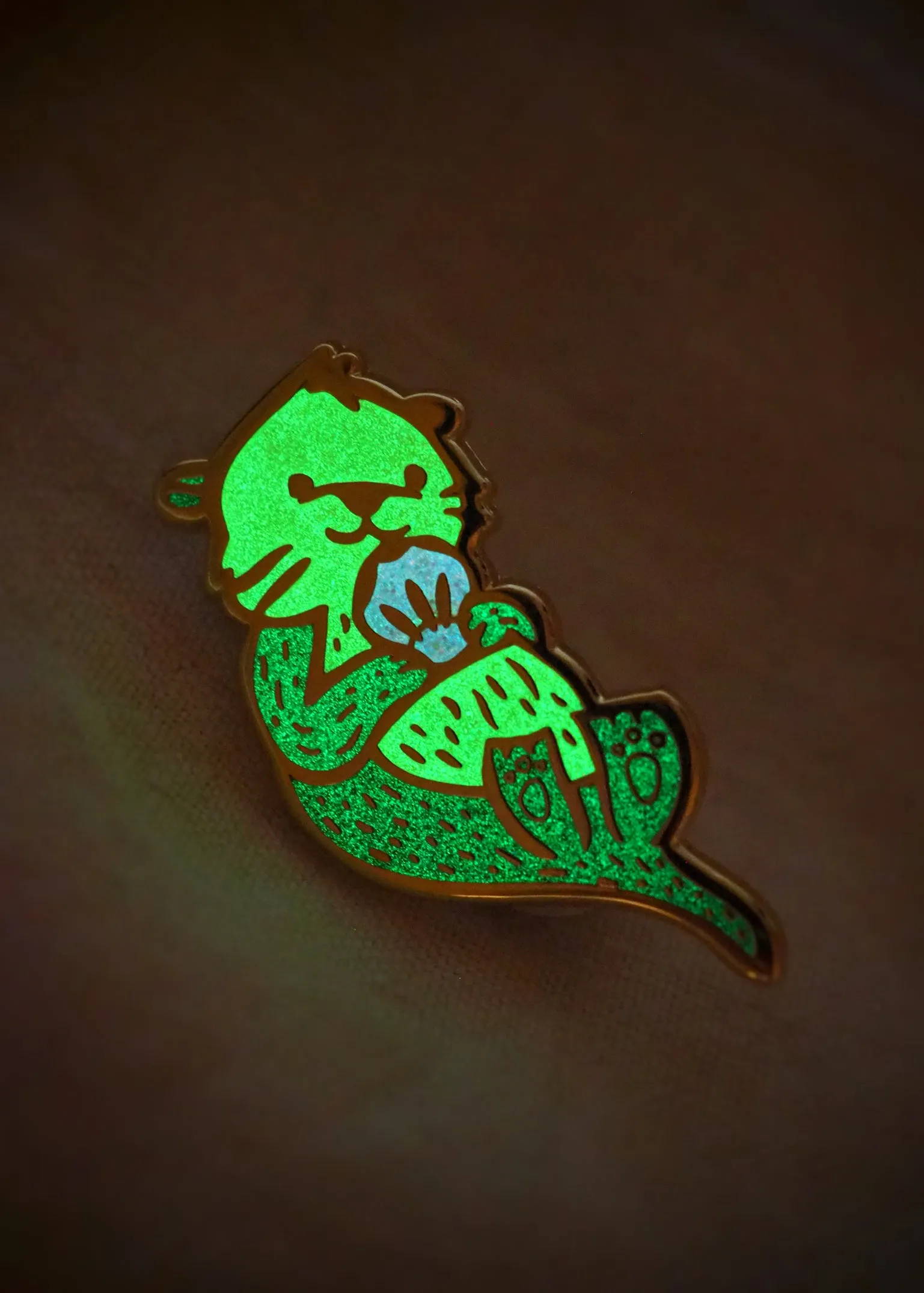 Sea Otter - White Glow-in-the-Dark - Lapel Pin