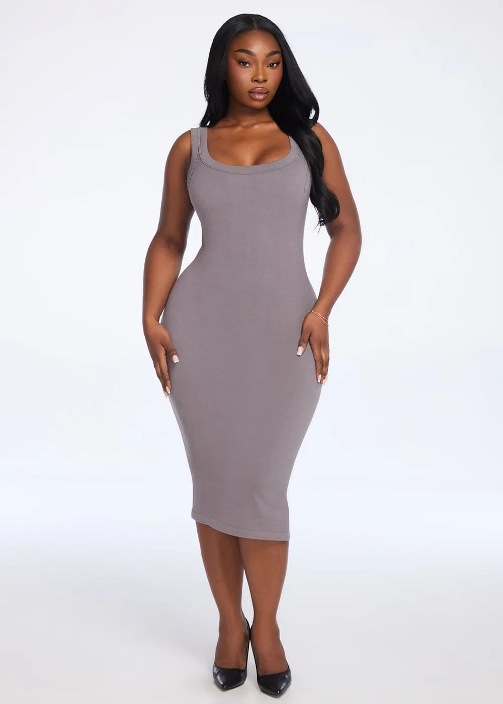 SecretSculpt Ribbed Tank Midi Dress