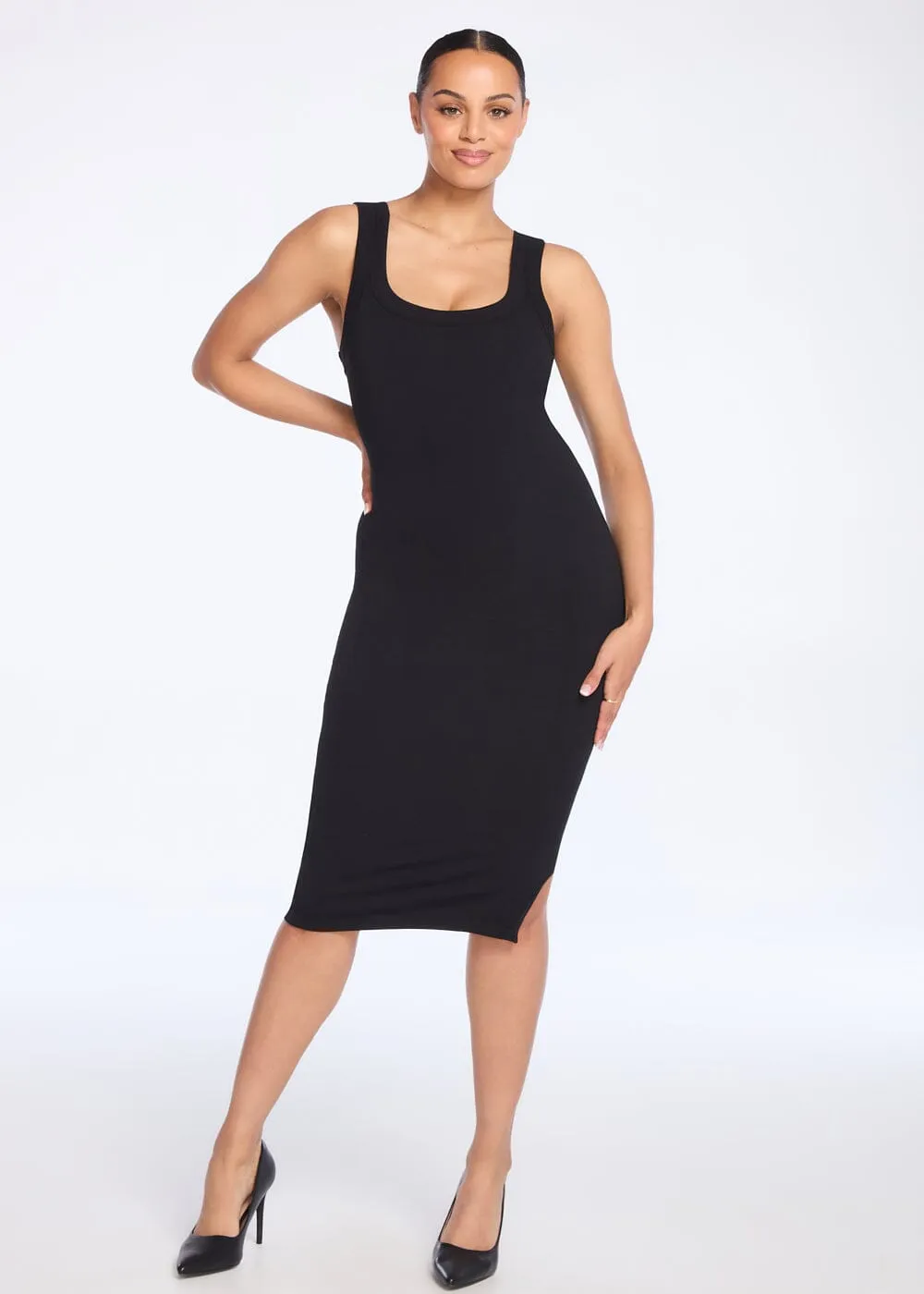 SecretSculpt Ribbed Tank Midi Dress