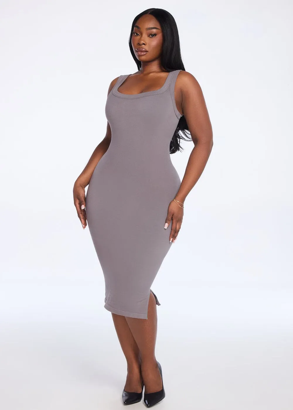 SecretSculpt Ribbed Tank Midi Dress