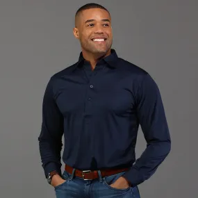 Semi-Spread Collar Polo Long Sleeve Navy