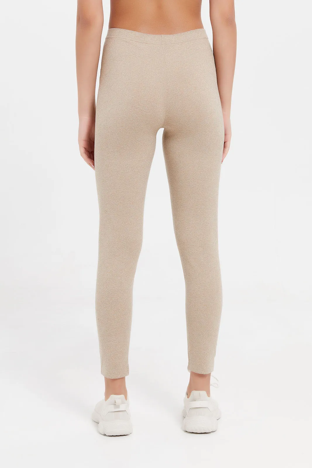 Senior Girls Beige Basic Leggings