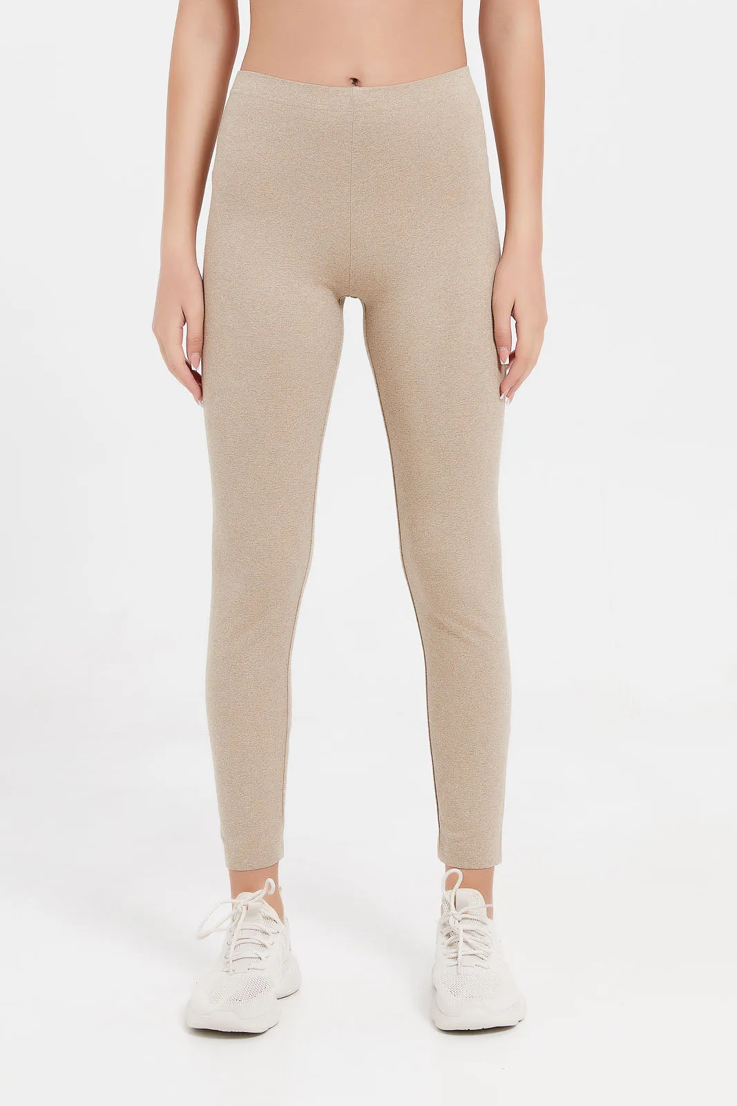 Senior Girls Beige Basic Leggings