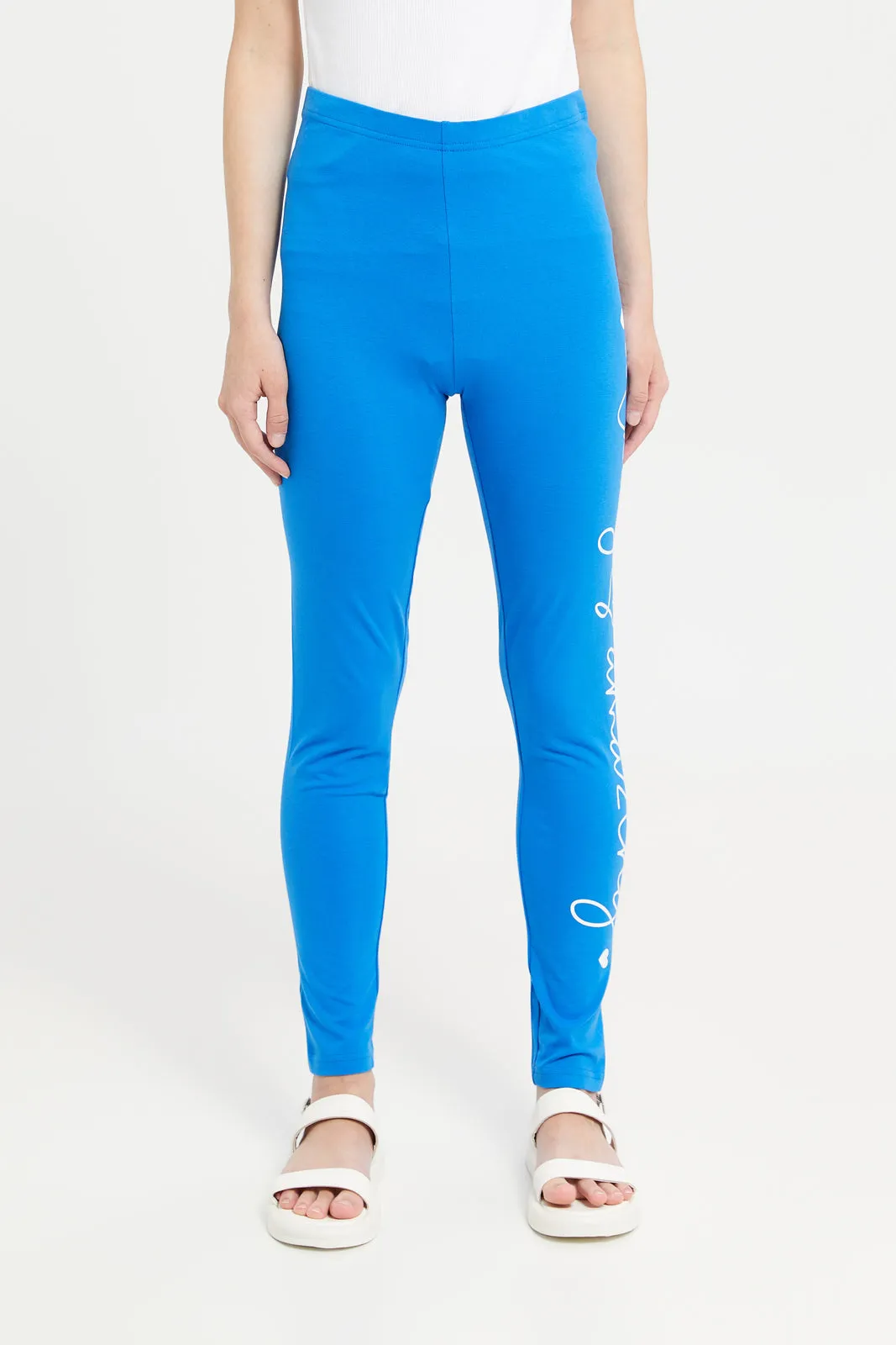 Senior Girls Blue Basic Leggings