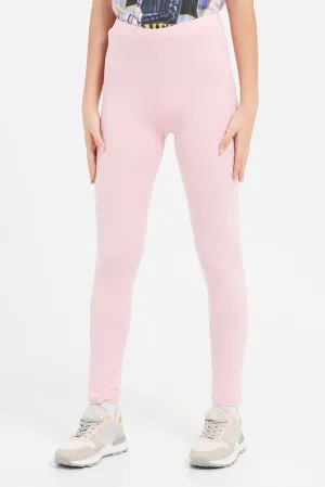 Senior Girls Pink Basic Leggings