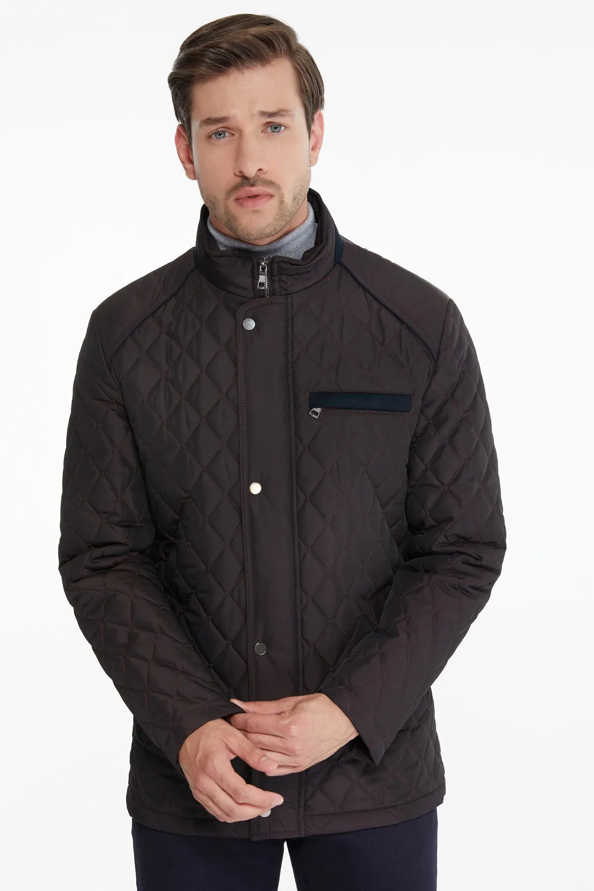 Slim Fit Burgundy Quilted Nivo Nebraska Coat