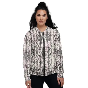 Snakeskin Print Unisex Bomber Jacket, Best Python Print Jacket For Men or Women-Made in EU