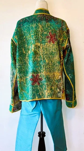 Specialty Collection: Hand Embroidered Short Jacket with Suzanni Applique. Fully Reversible.