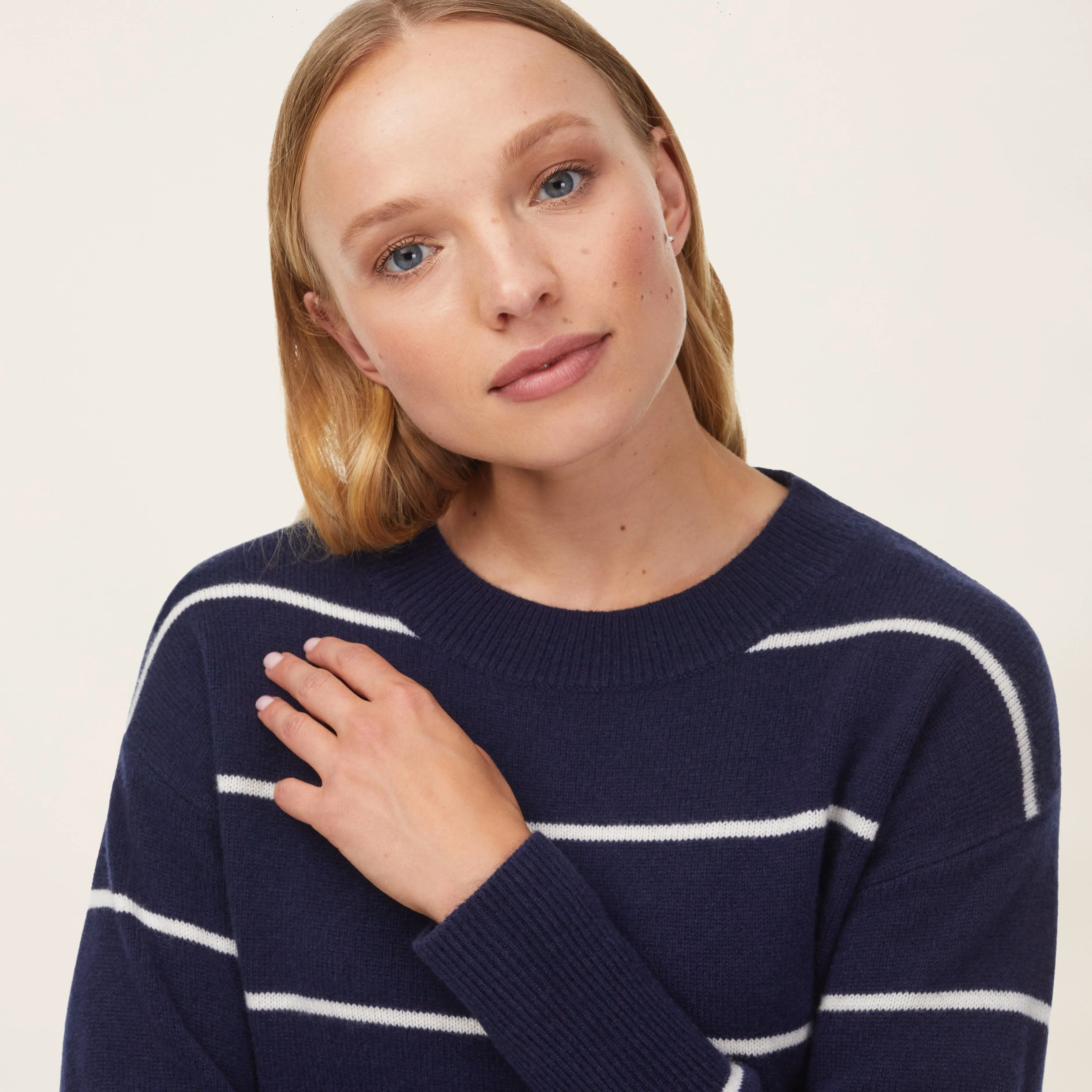 Striped Cashmere Crewneck Sweater