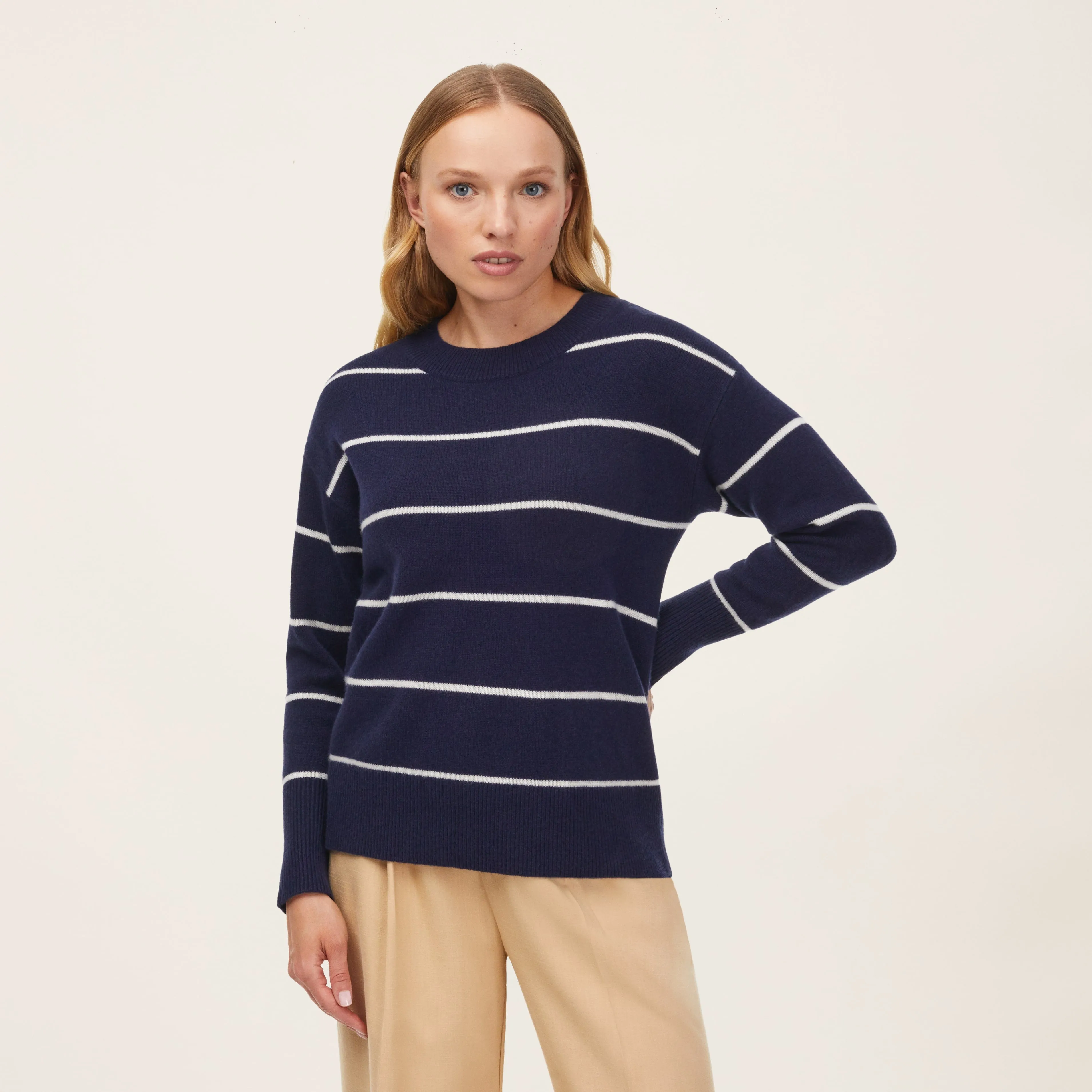 Striped Cashmere Crewneck Sweater