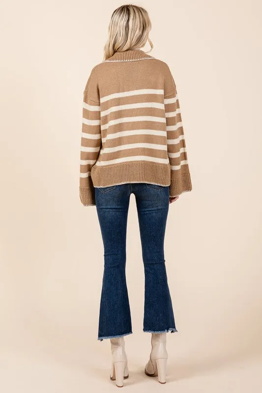 Striped Knit Bell Sleeve Sweater