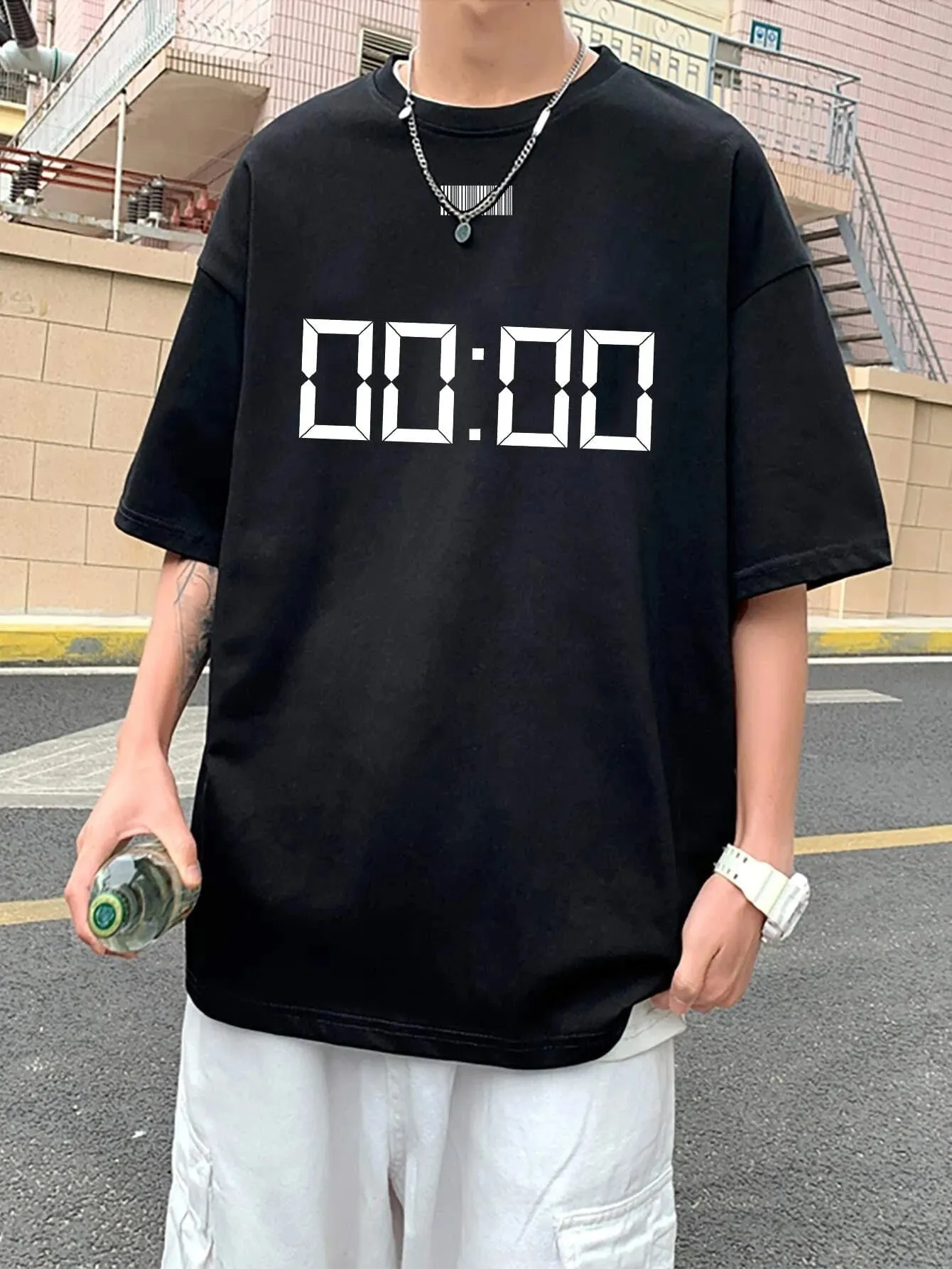 SXV  '00:00’ Printed Cool Aesthetic Oversized T-shirt