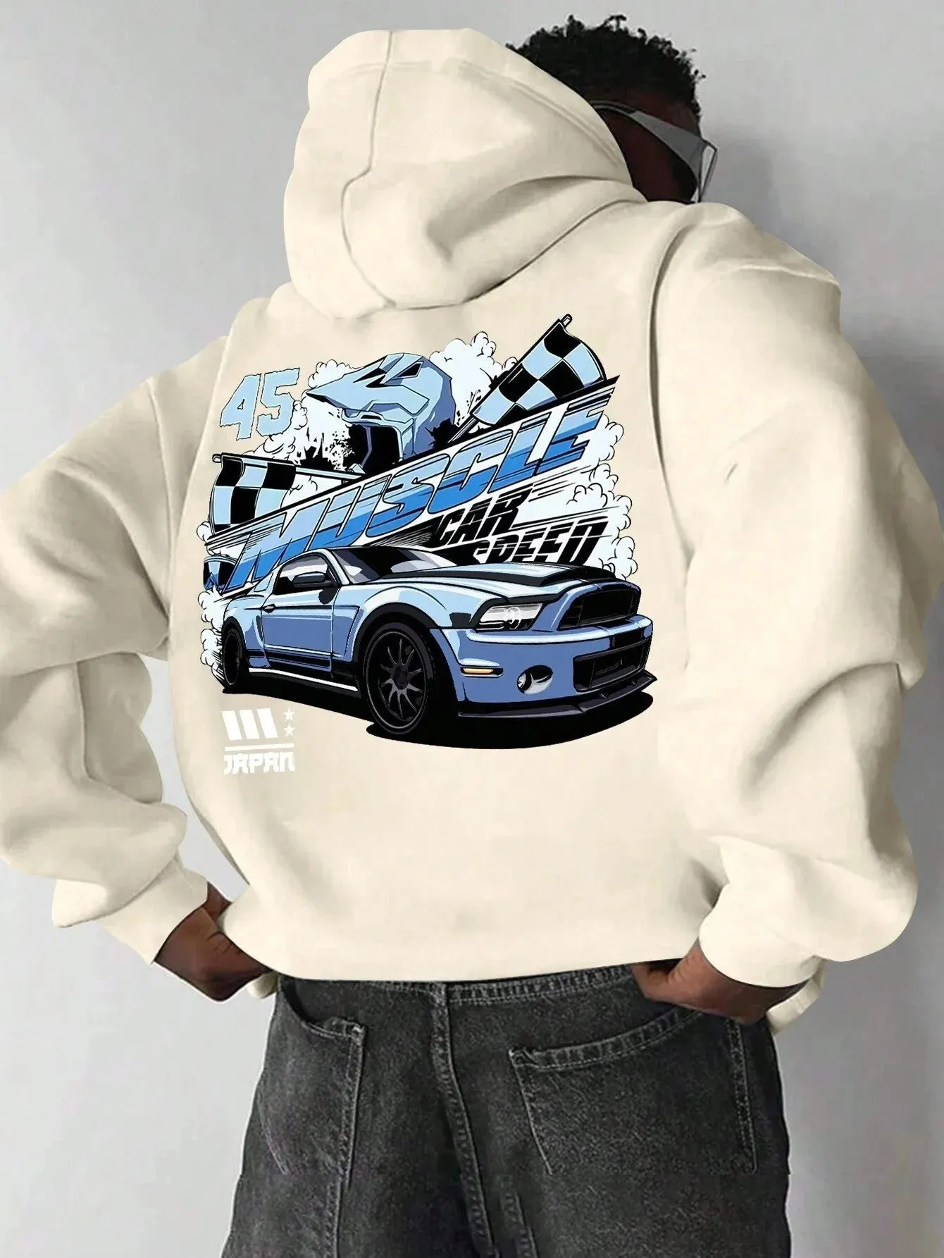 SXV  '45 muscle car speed’ Printed Cool Aesthetic Sweatshirt Hoodie