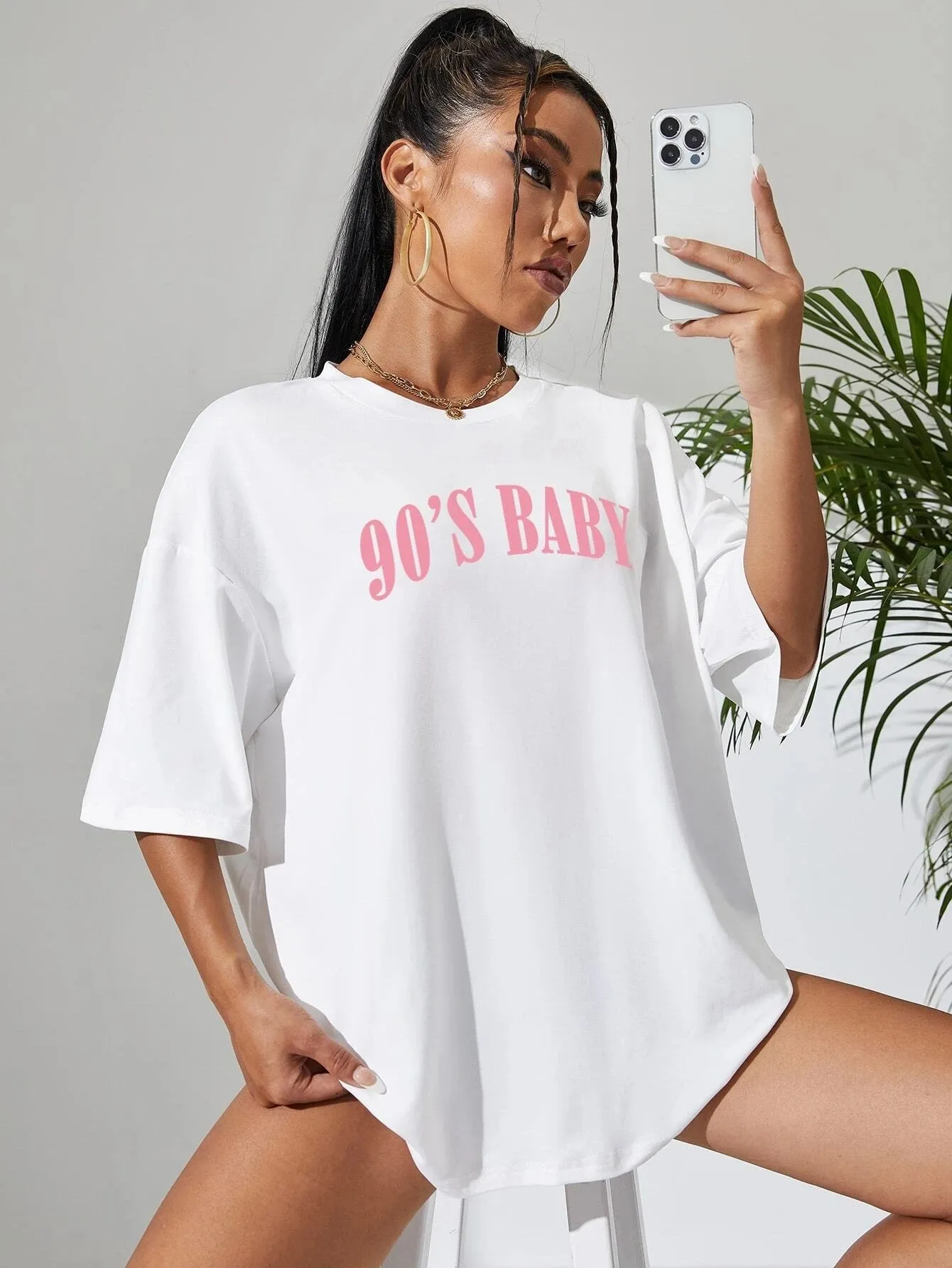 SXV  '90's Baby’ Printed Cool Aesthetic Oversized T-shirt