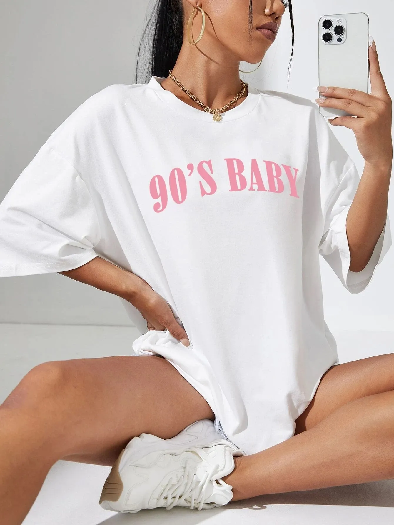 SXV  '90's Baby’ Printed Cool Aesthetic Oversized T-shirt