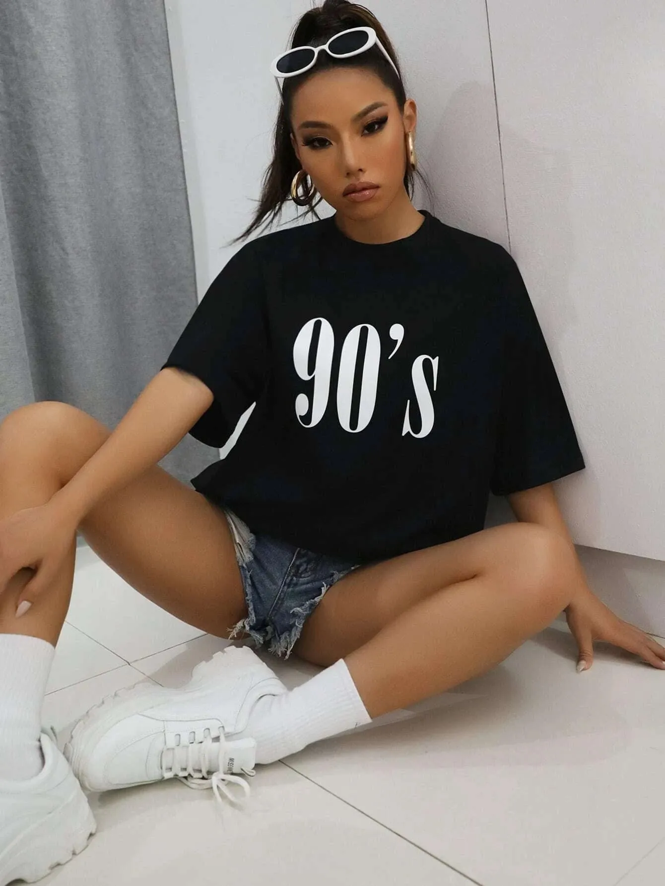 SXV  '90'S’ Printed Cool Aesthetic Oversized T-shirt