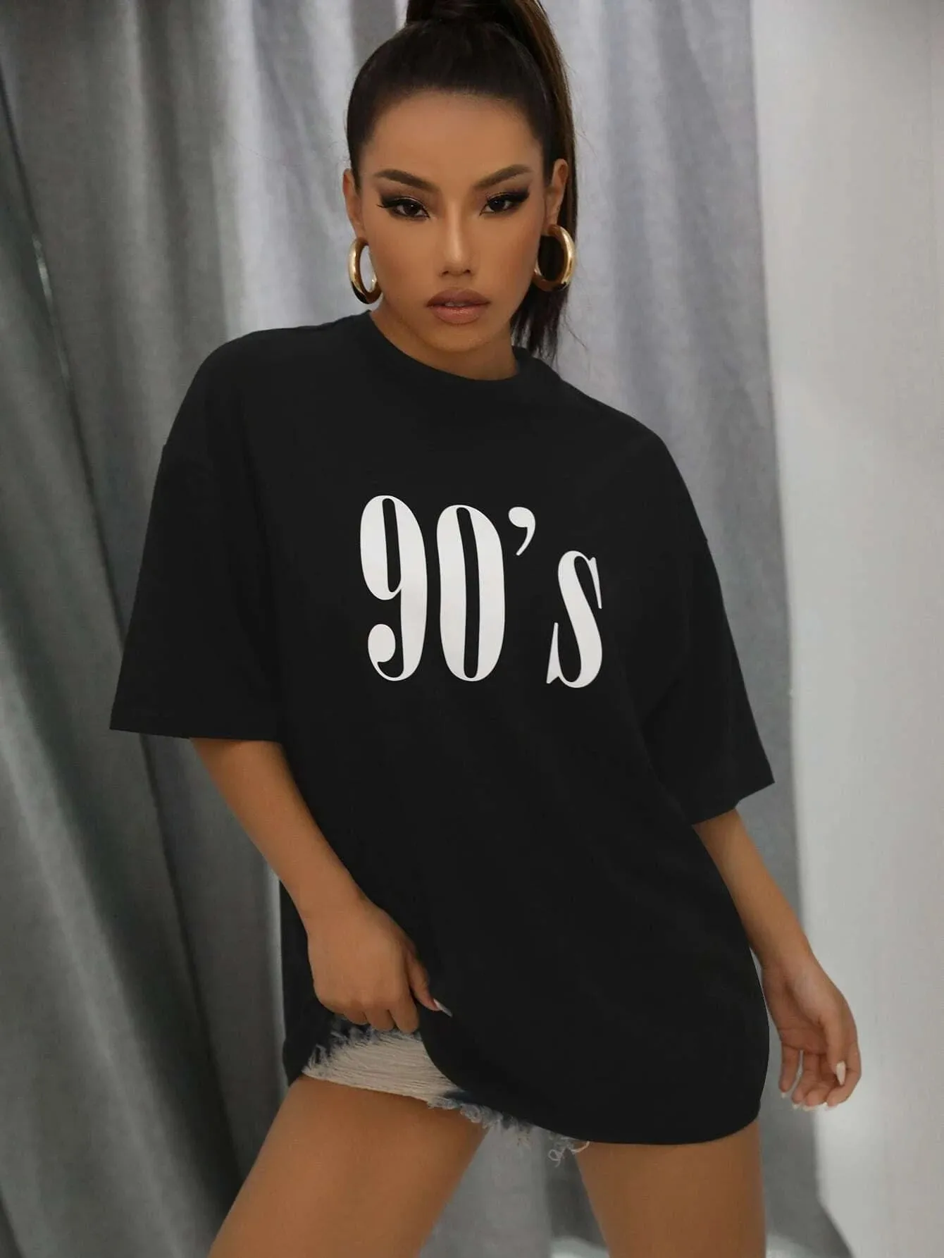 SXV  '90'S’ Printed Cool Aesthetic Oversized T-shirt