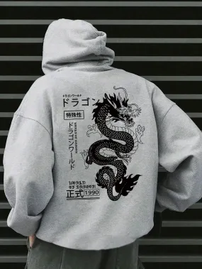 SXV  'anime dragon’ Printed Cool Aesthetic Sweatshirt Hoodie