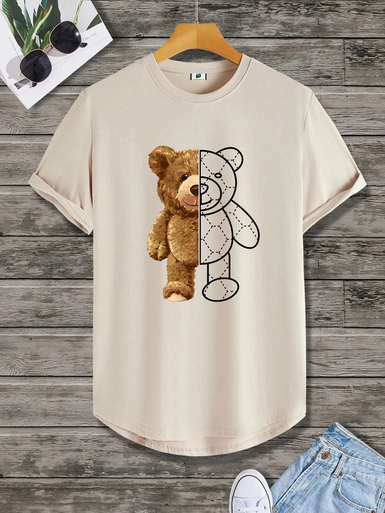 SXV  'Bear in & out’ Printed Cool Aesthetic Oversized T-shirt