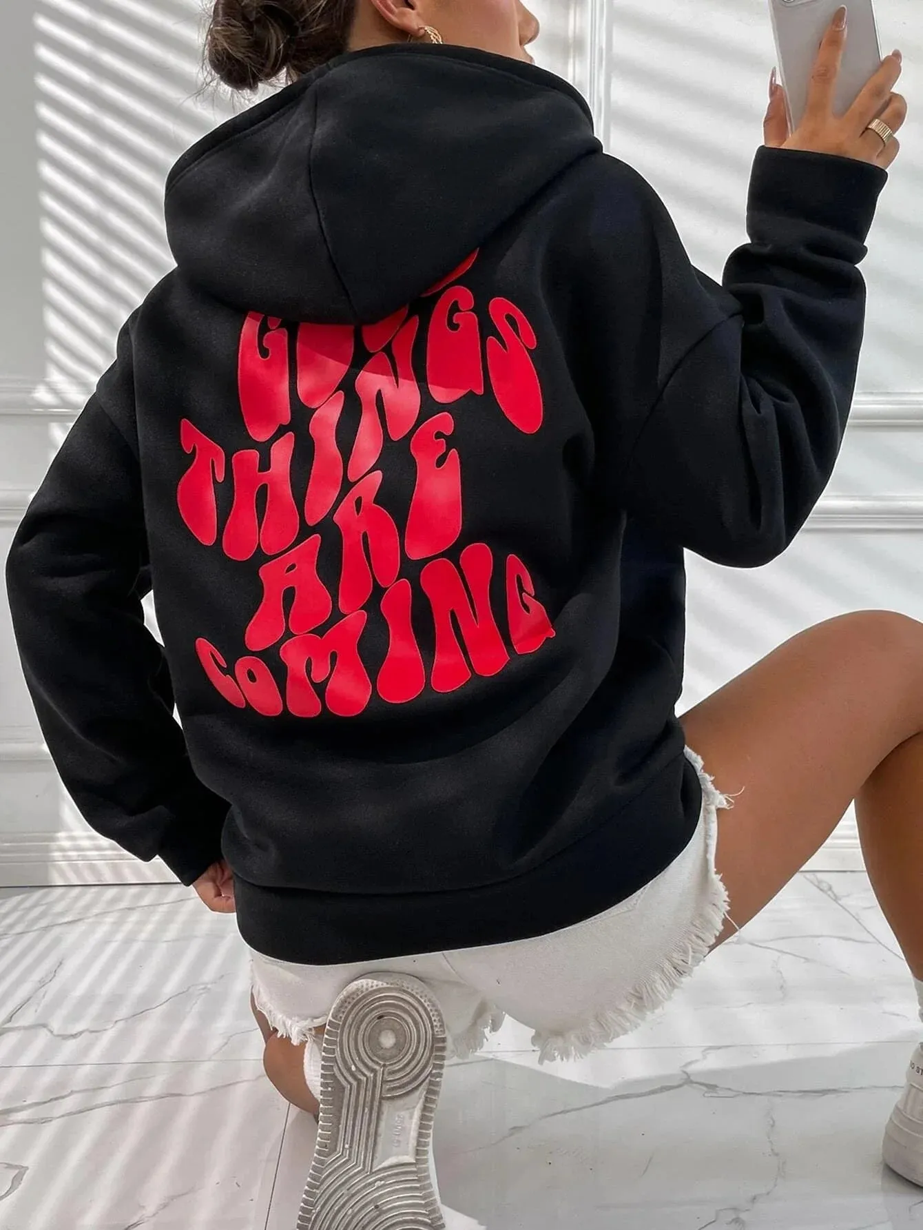 SXV  'Good Things Are Coming’ Printed Cool Aesthetic Sweatshirt Hoodie