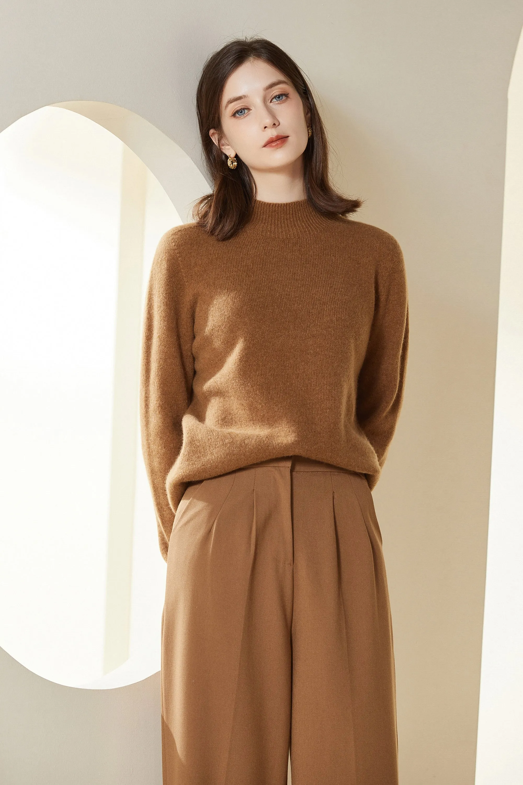 Sylphide | Leone Camel Round-Neck Sweater