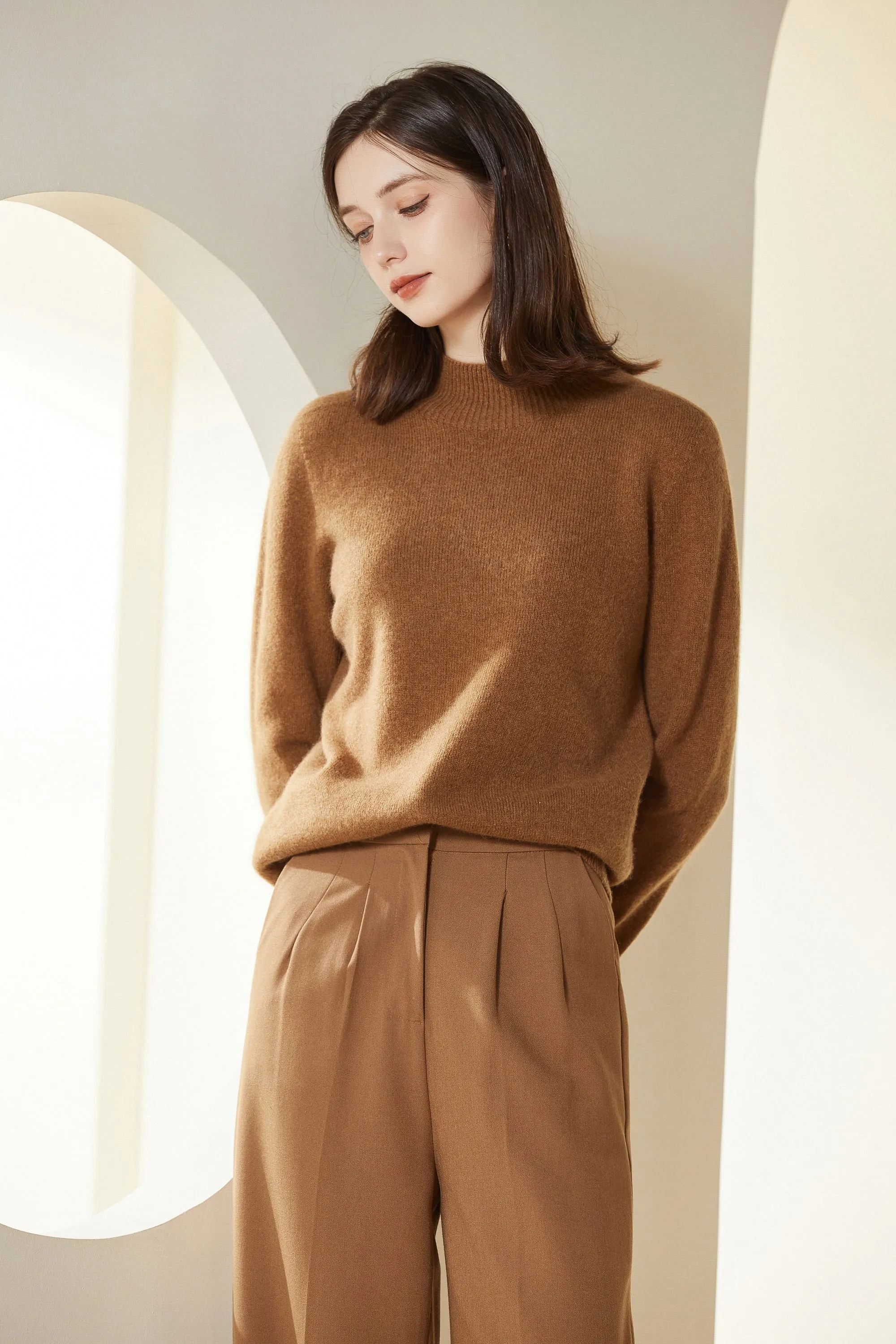 Sylphide | Leone Camel Round-Neck Sweater