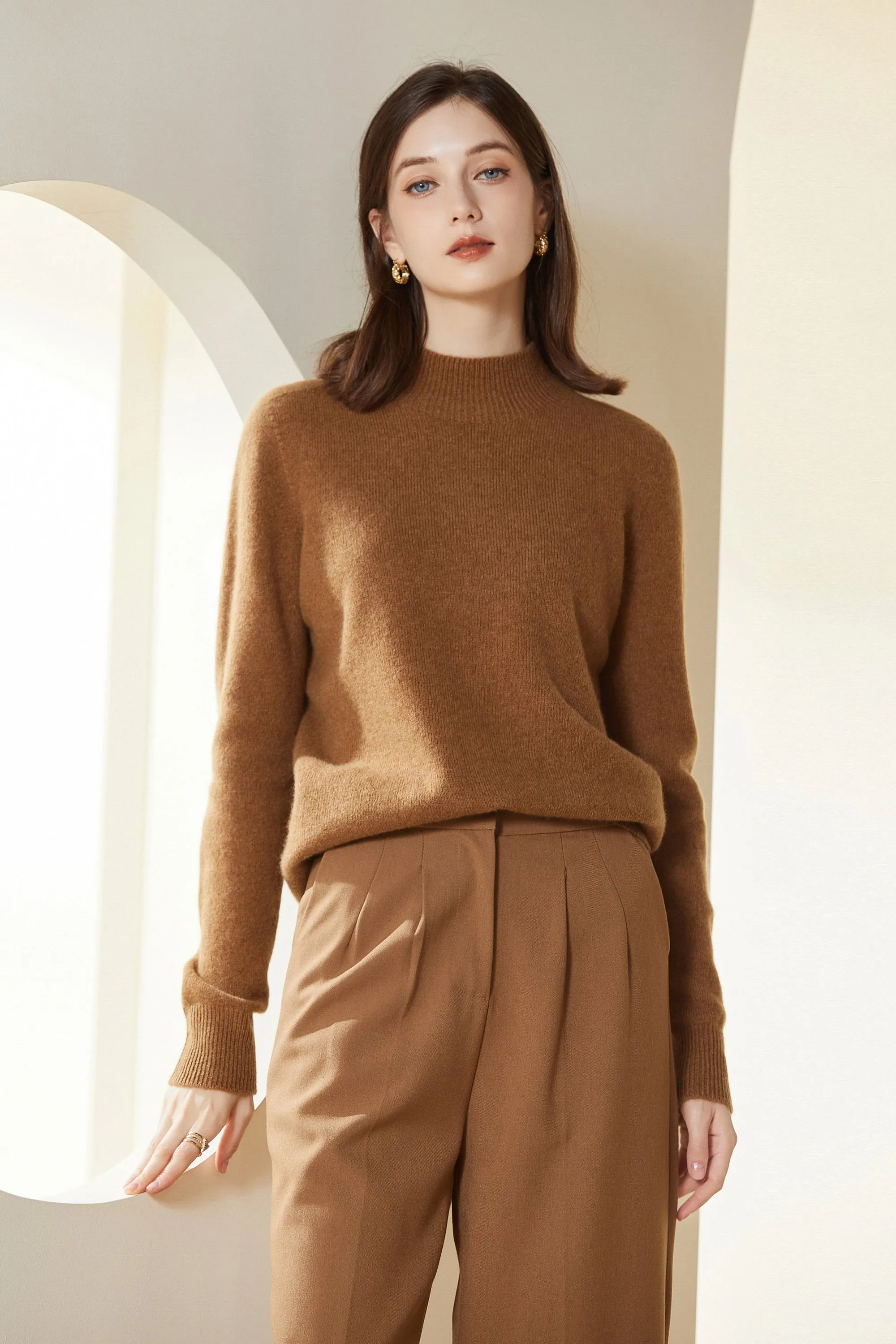 Sylphide | Leone Camel Round-Neck Sweater