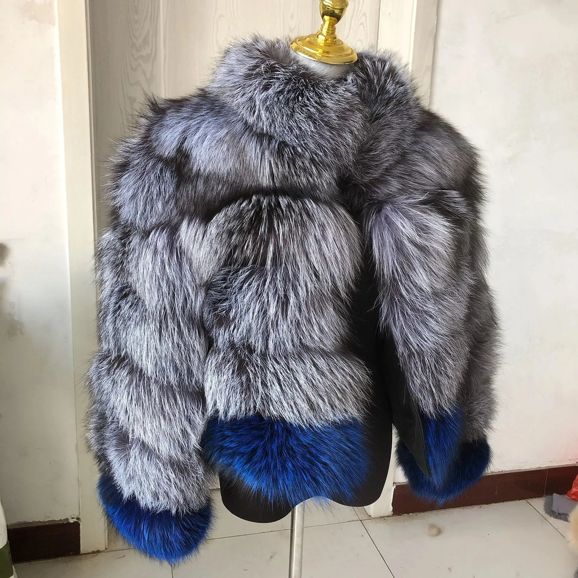 TEEK - Natural Silver Fluff Mixed Design Real Coat