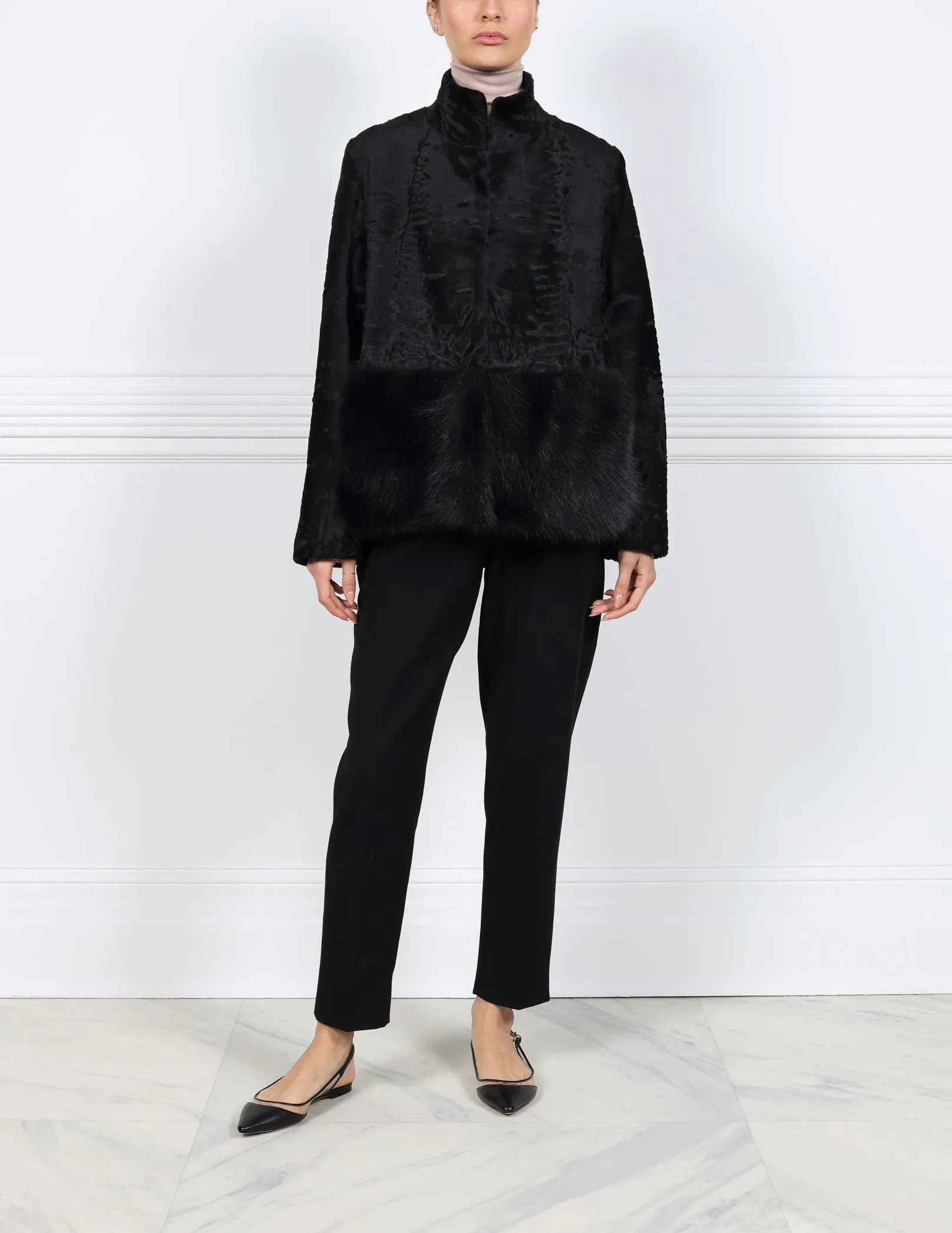 The Dover Lamb Jacket with Fur Peplum