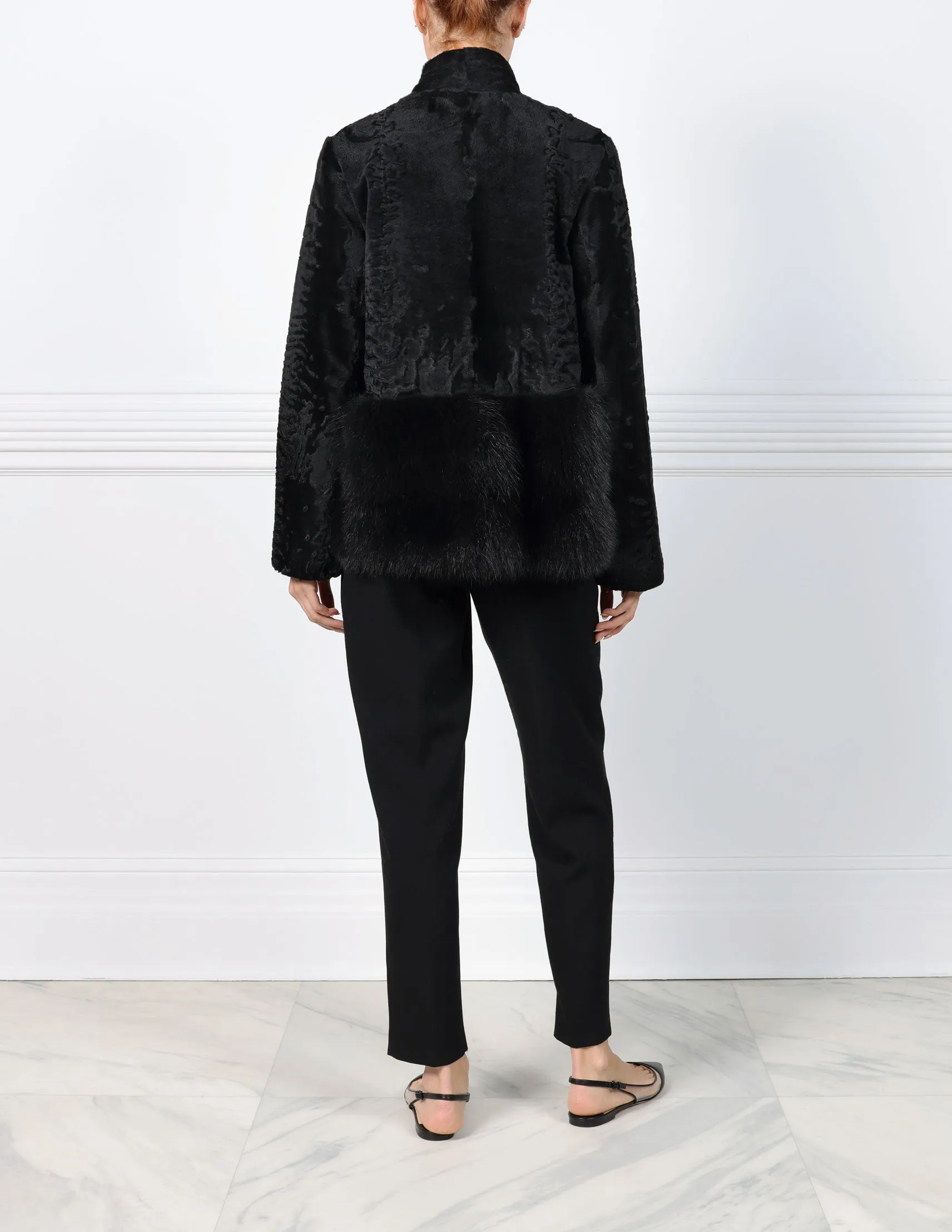 The Dover Lamb Jacket with Fur Peplum