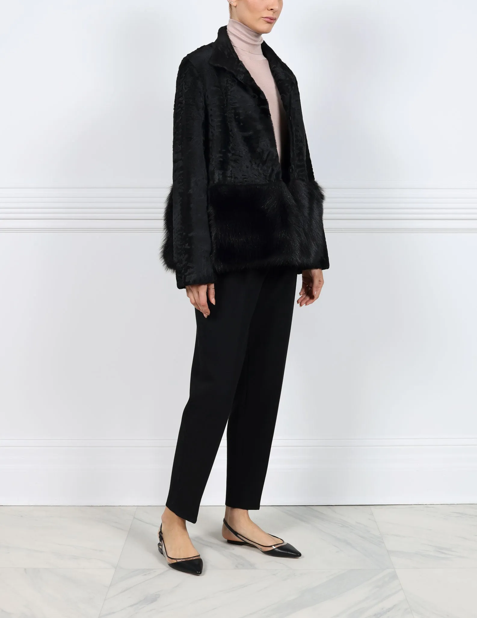 The Dover Lamb Jacket with Fur Peplum