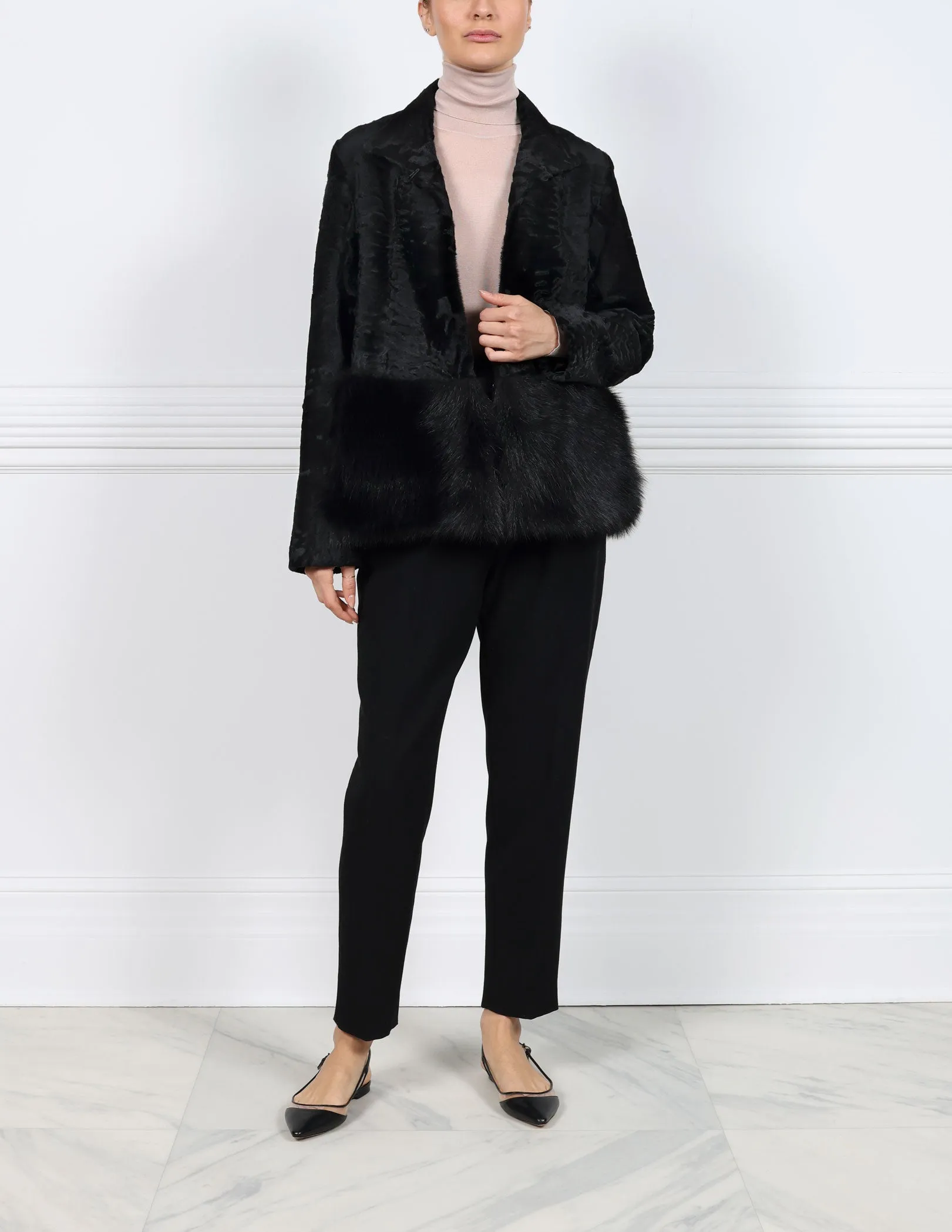 The Dover Lamb Jacket with Fur Peplum