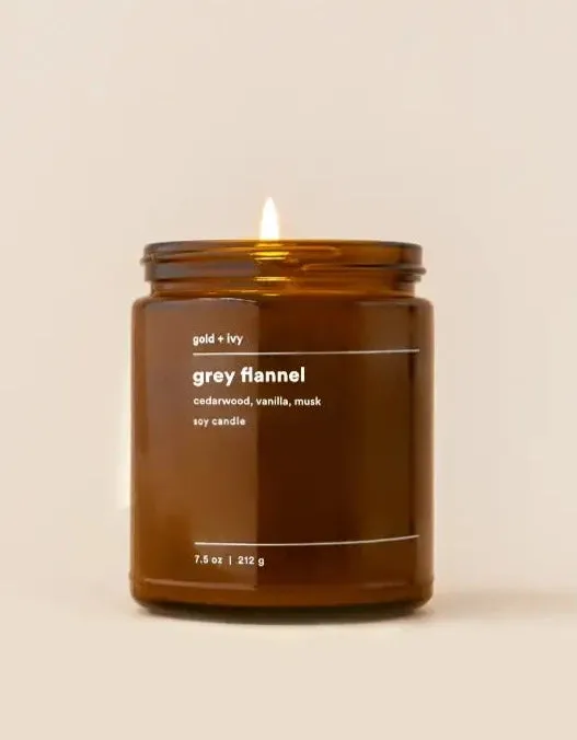 The Gold   Ivy Soy Candle - Grey Flannel